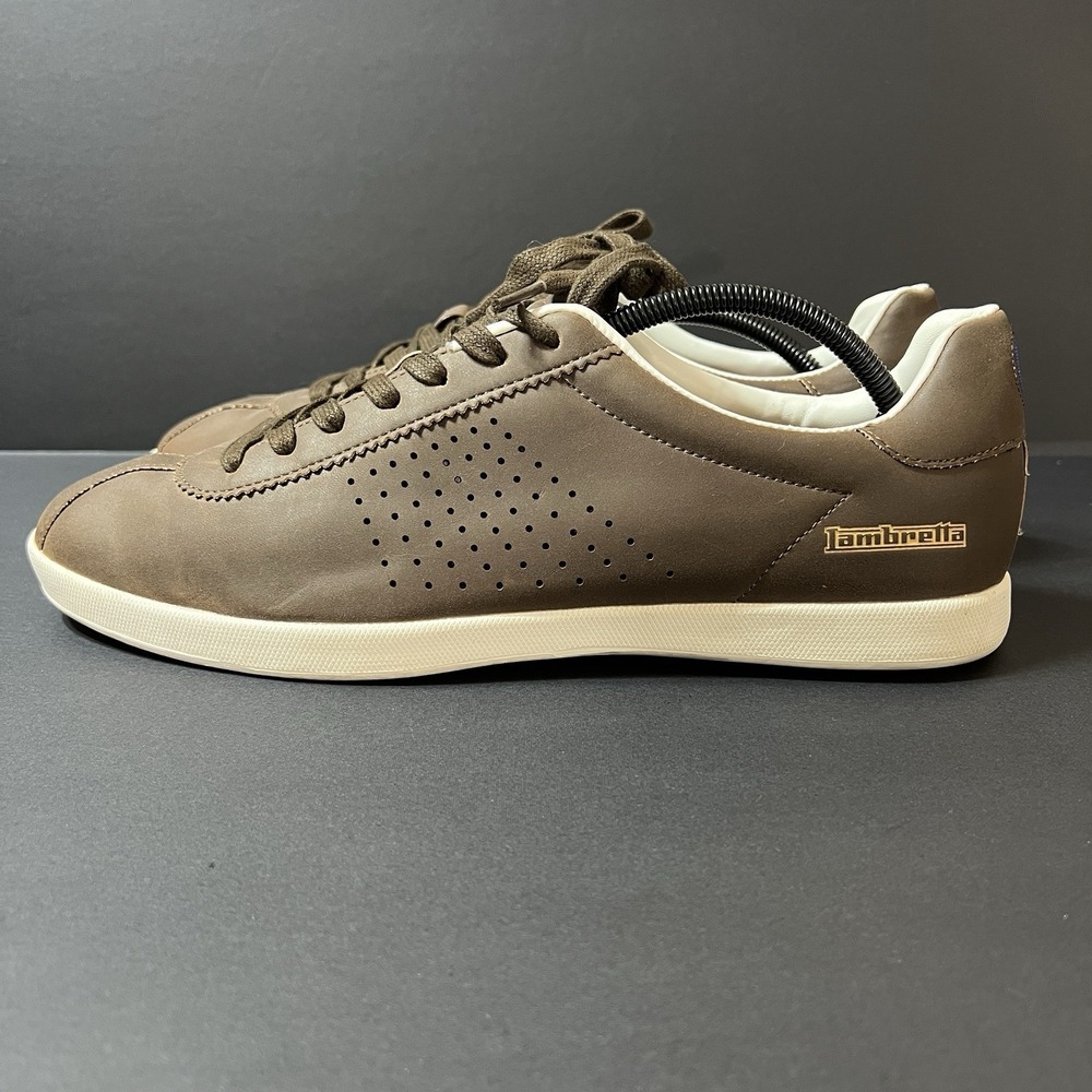Lambretta Gazzman 3 Brown White Lace Up Shoes Retro Trainers Size UK 11 Preppy